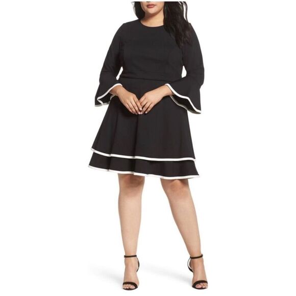 ✨Eliza J Bell Sleeve Tiered Fit & Flare Sz 18W Dress✨ - Picture 2 of 11